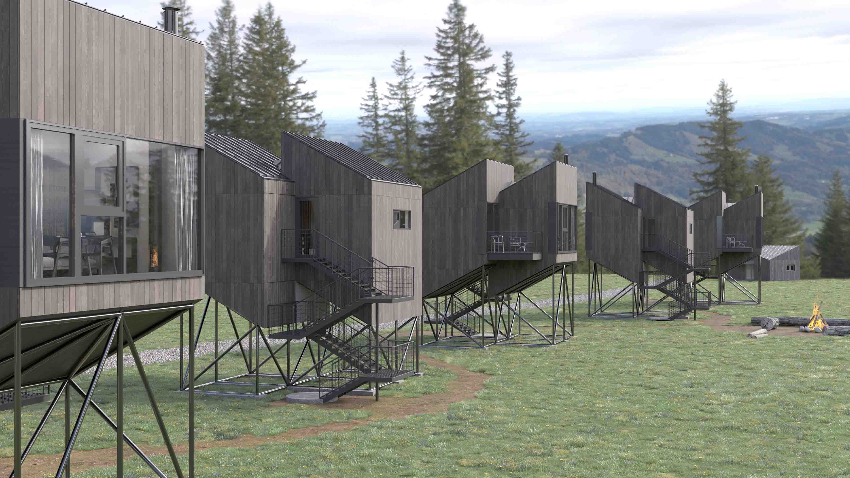 Wizualizacja fotorealistyczna domki rekreacyjne architektura
