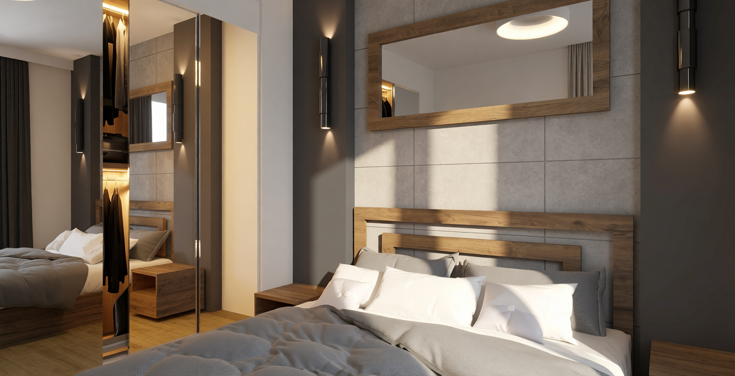 Apartament w Warszawie, projekt i wizualizacja sypialni
