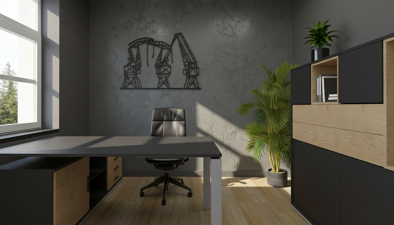 Biuro w stylu industrialnym, loftowym ZART projekt i wizualizacja