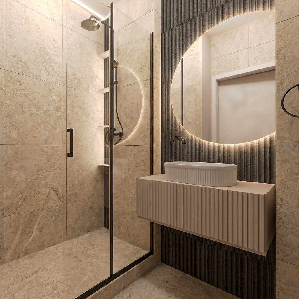 Projekt i wizualizacja WC w mieszkaniu 75m2