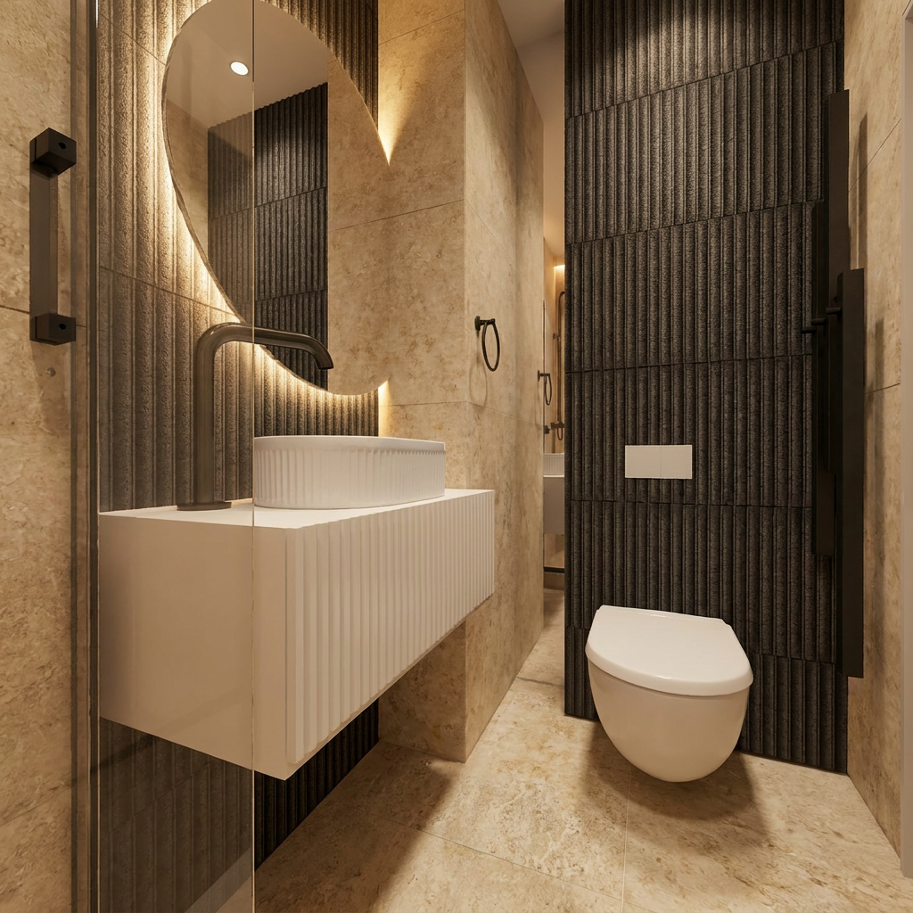 Projekt i wizualizacja WC w mieszkaniu 75m2